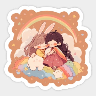 girl and boy Sticker